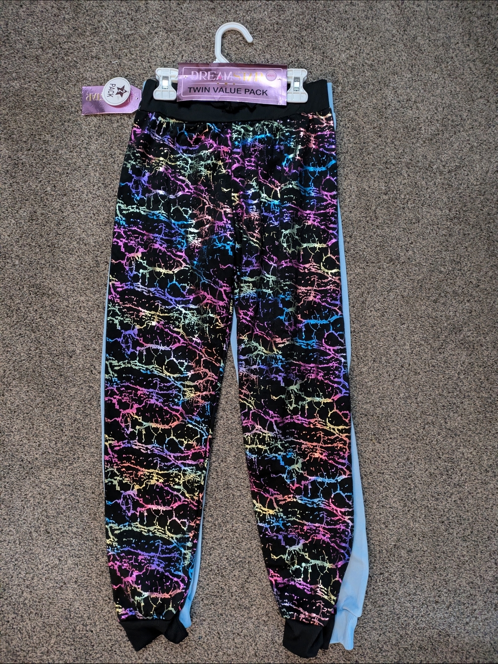NEW Twin Pack Girls Joggers - Neon/Black & Baby Blue - Size M 10/12